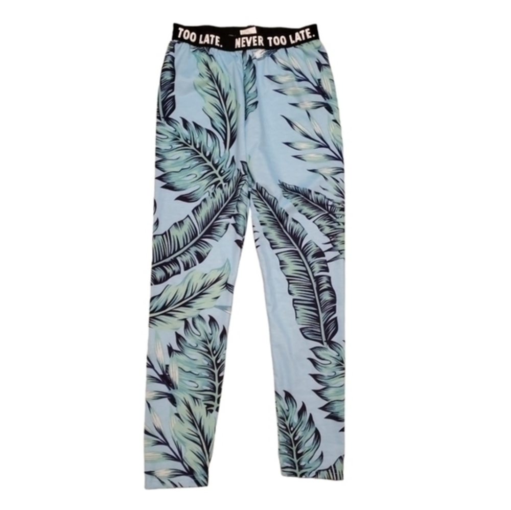 Shein Girls Never Too Late Blue Palms Lounge Pants Youth 11-12